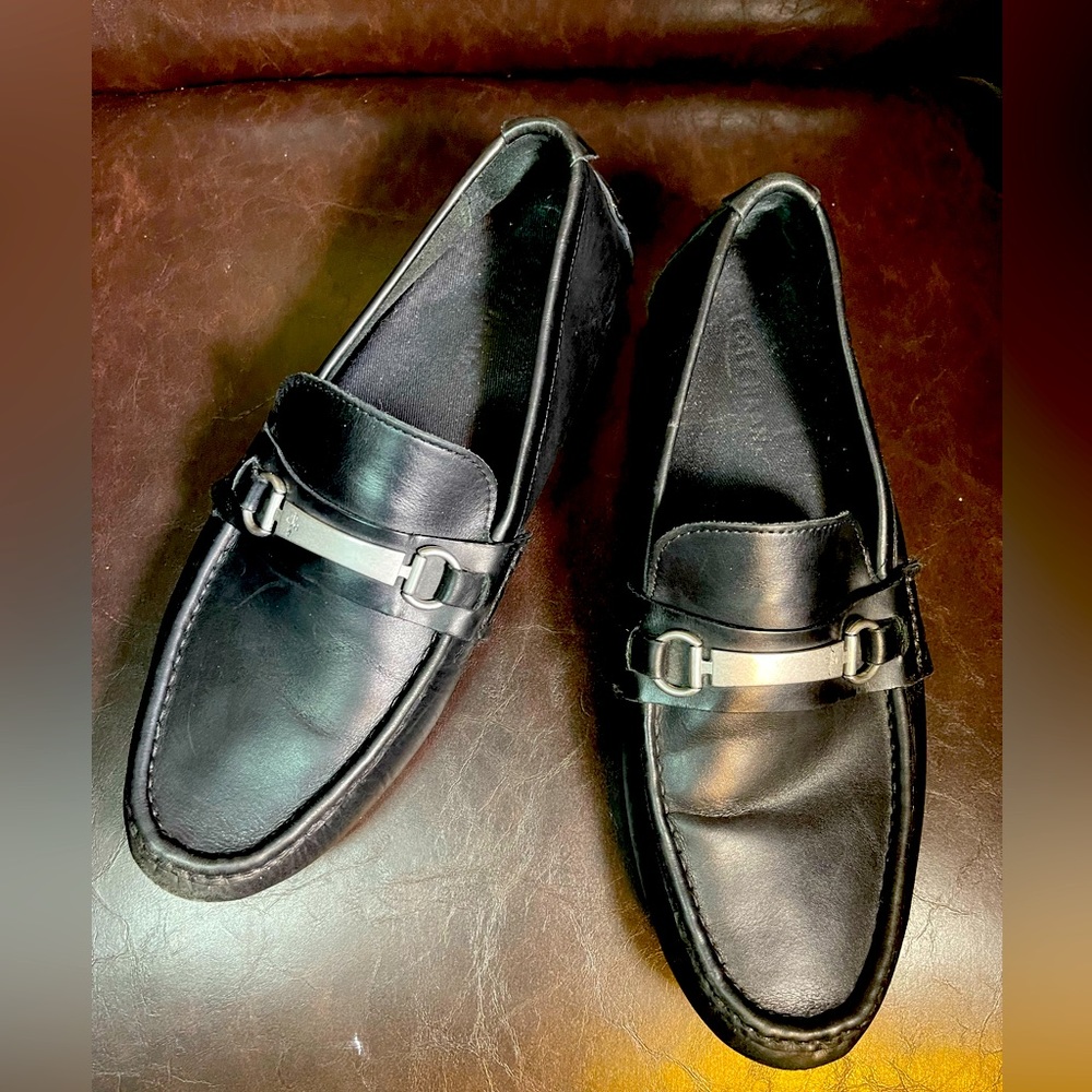Cole Haan Mens Sz 9 Somerset Bit II Black Leather Moc Toe Driving Loafer C26711